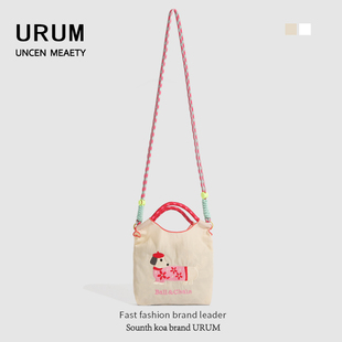 URUM日本ball chain腊肠狗刺绣环保购物袋单肩斜挎包迷你小手机包