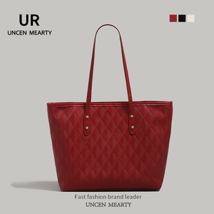 UR高级感红色托特包女2024新款大容量通勤腋下包简约百搭新娘婚包