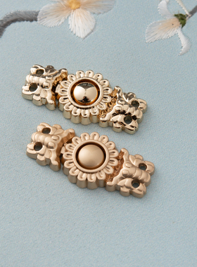 慕羽汐汉服子母扣 明制古装旗袍蜂蝴蝶花金属扣子 镶宝石合金盘扣