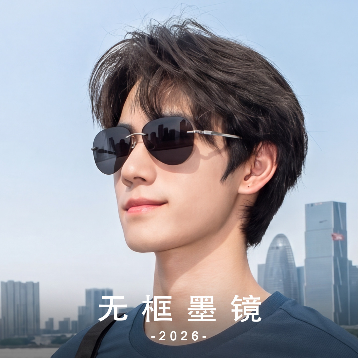 无框偏光太阳镜男钓鱼开车驾驶专用蛤蟆镜防紫外线大框显脸小墨镜
