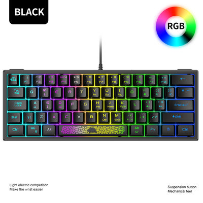 自由狼K61RGB游戏键盘RGB灯光迷你键盘百分60电竞游戏笔记本键盘