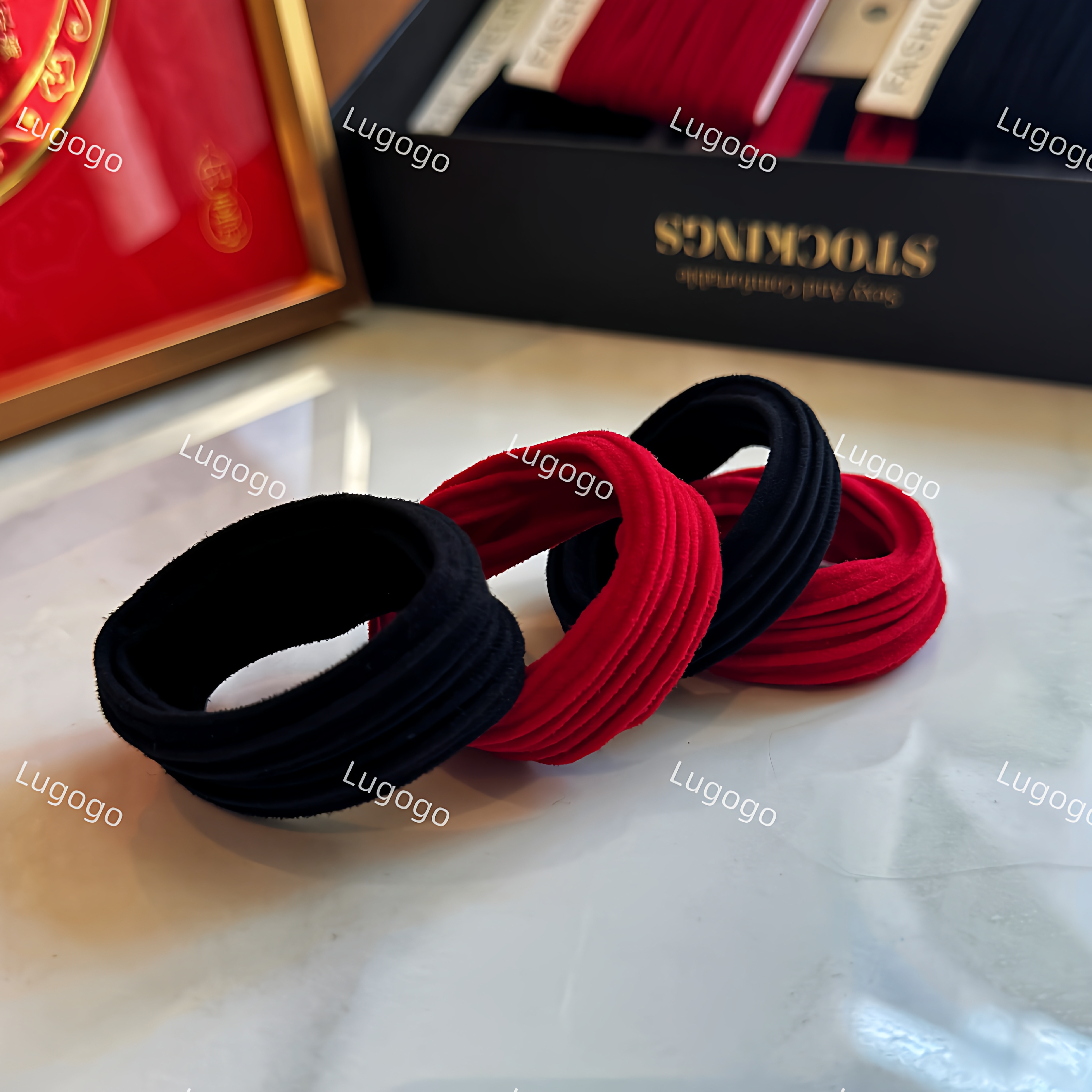 Mefull轻奢品质发饰新年红色皮筋女扎头发无痕头绳女高弹力马尾