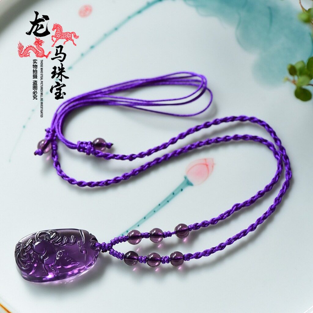 日系设计师topwhit紫玻璃十二生肖吊坠鼠牛虎兔龙蛇马羊猴鸡狗猪
