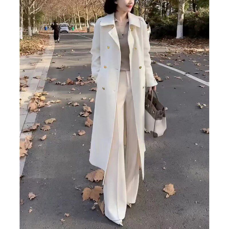 日本coss koko新款翻领色时尚长款外套高腰阔腿裤女