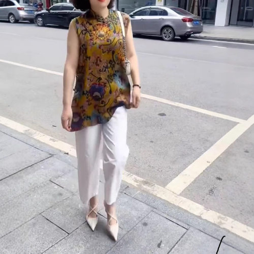 日本coss koko夏季新款新中式复古国风衬衫马甲小脚裤显瘦