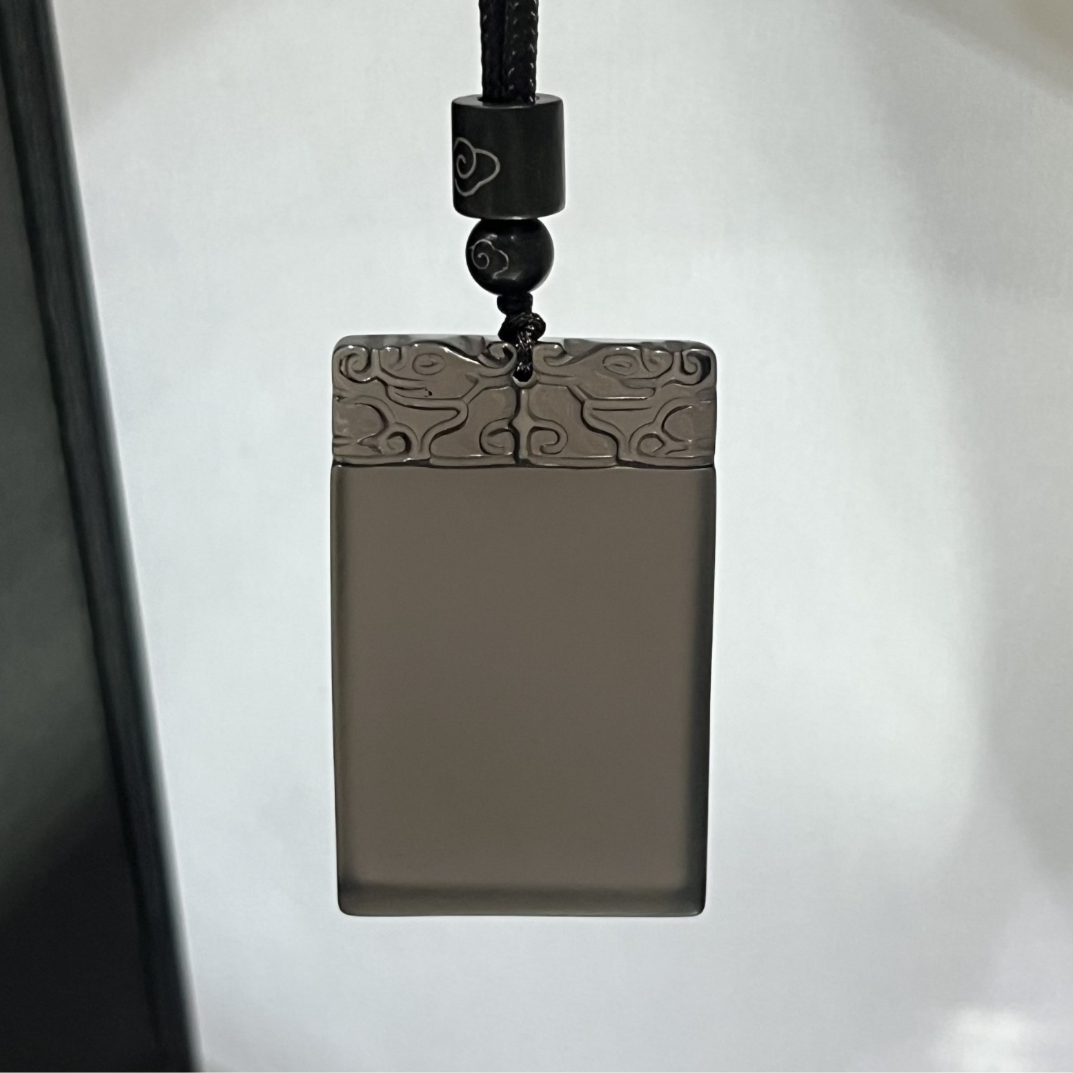 日系设计师topwhit冰种黑曜石吊坠平安无事牌水晶挂件男项链无