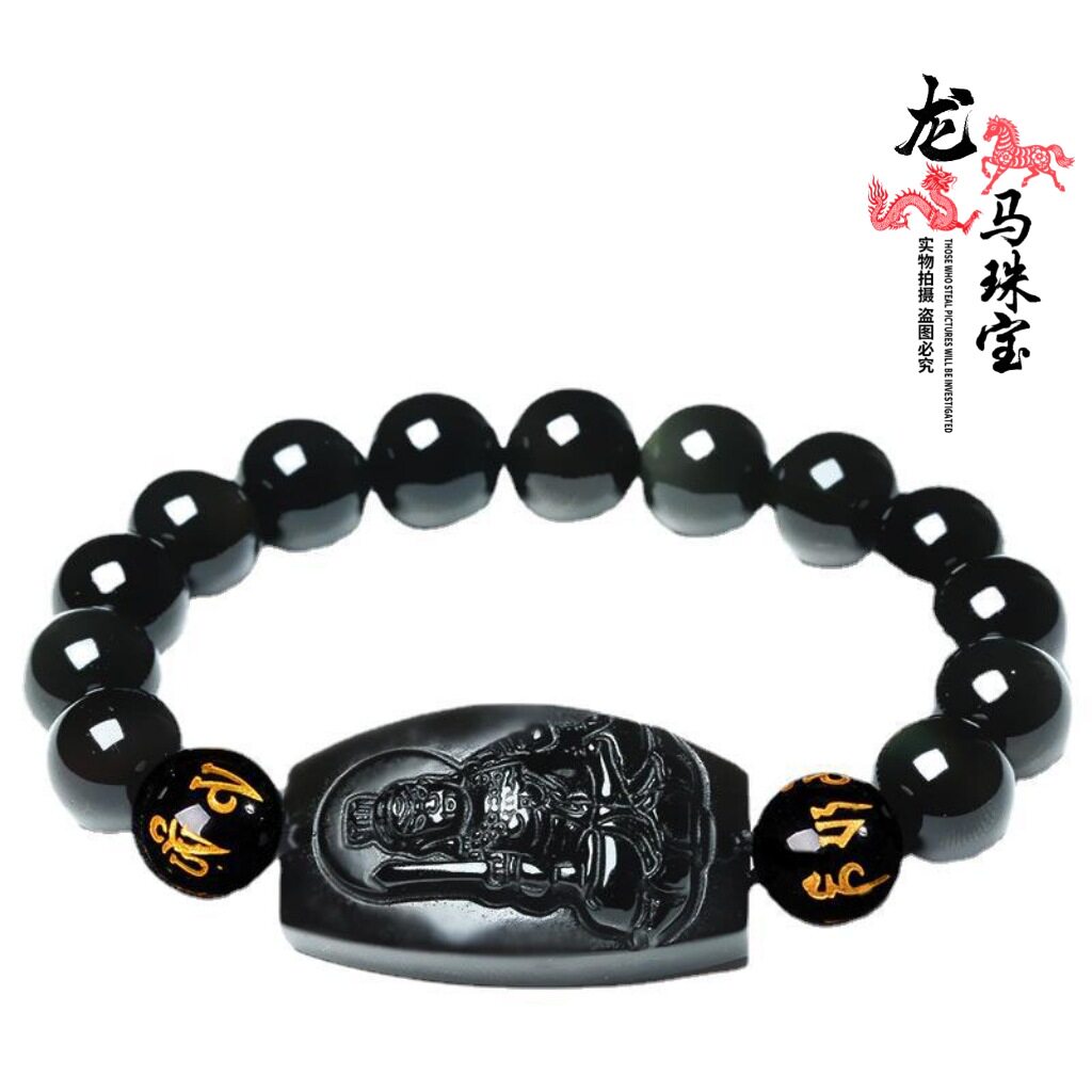 日系设计师topwhit龙马珠宝黑曜石十二生肖本命佛手链千手观音