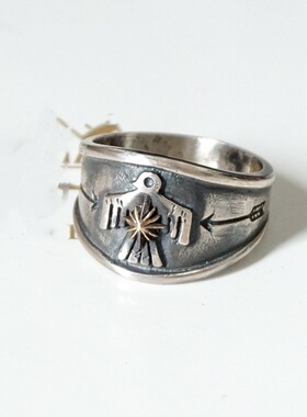 日本coss koko日本进口雷鸟戒指复古小众做旧风格印第安图腾银