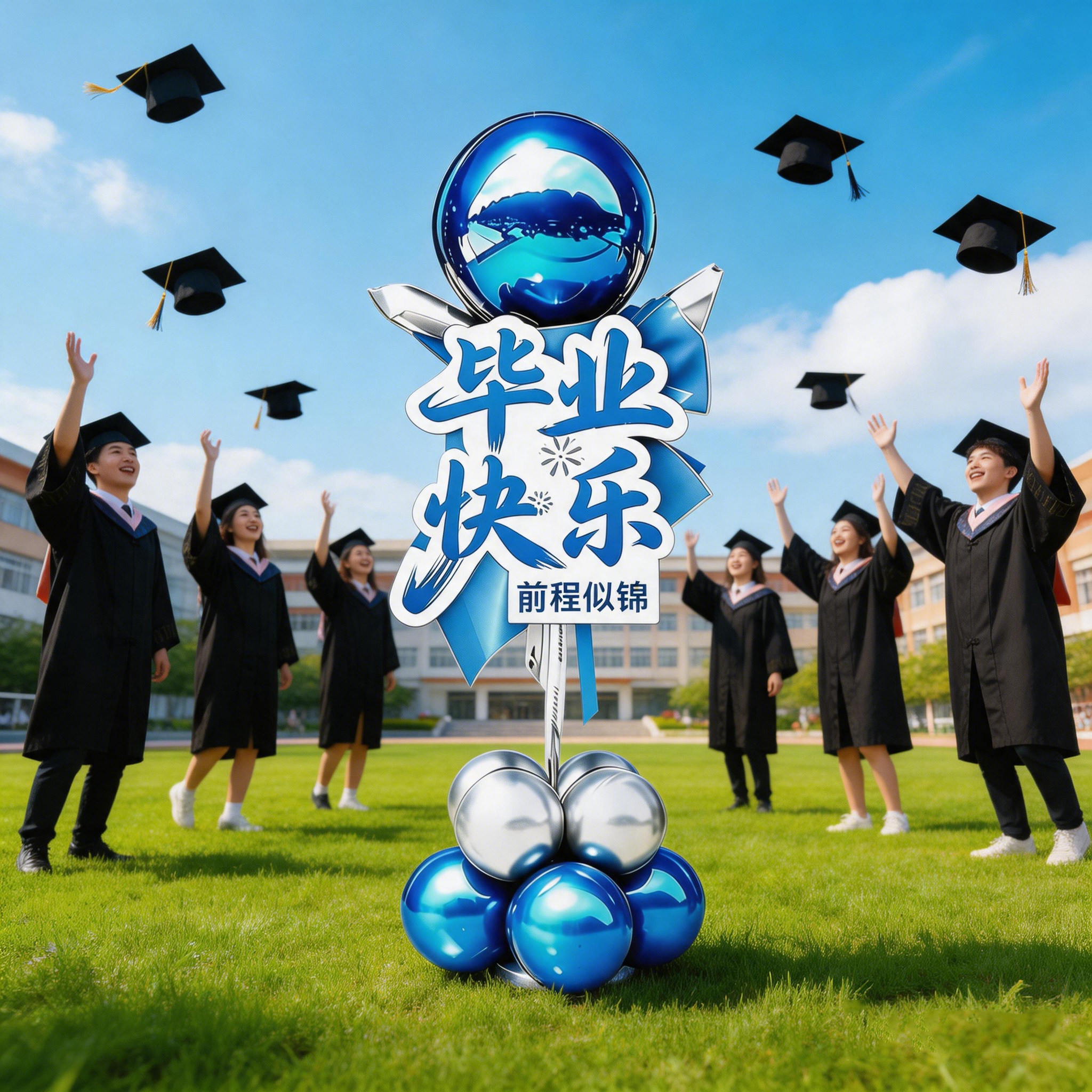 毕业季气球立柱装饰套装幼儿园高中聚会大学毕业典礼场景氛围布置