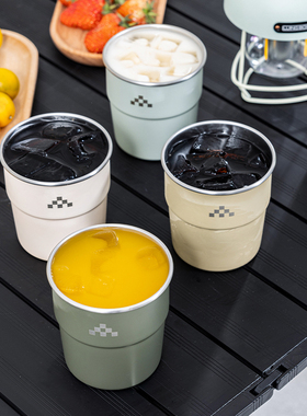 优选LUINGBOX露营盒子户外杯子折叠便携水杯野营304杯不锈钢茶杯