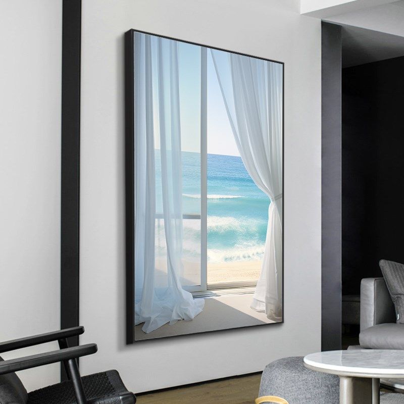 优选仿真假窗户阳光海边风景客厅装饰画餐厅落地摆画卧室挂画玄关