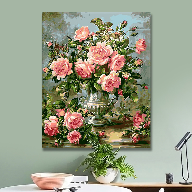 优选icision数字油画diy客厅春天风景花卉手工绘填色画油彩装饰画