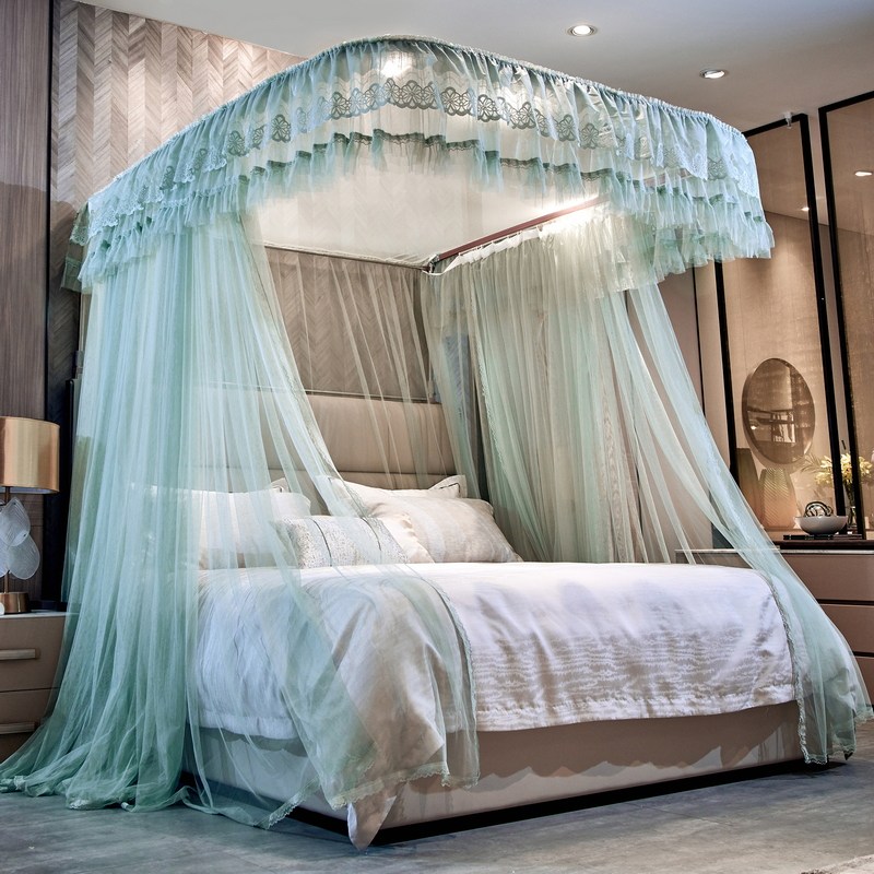 优选2024新款蚊帐u型导轨轨道家用卧室遮光加厚公主风文帐落地免