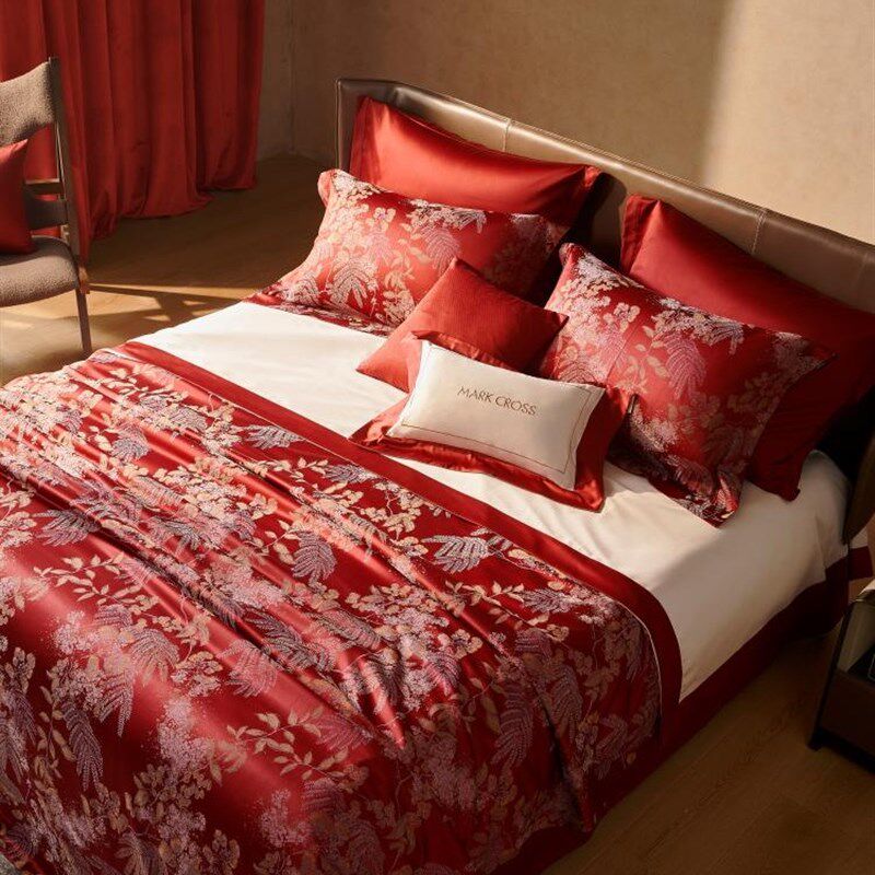 优选160支色织提花高档西式婚庆四件套高端婚房长绒棉结婚被床上