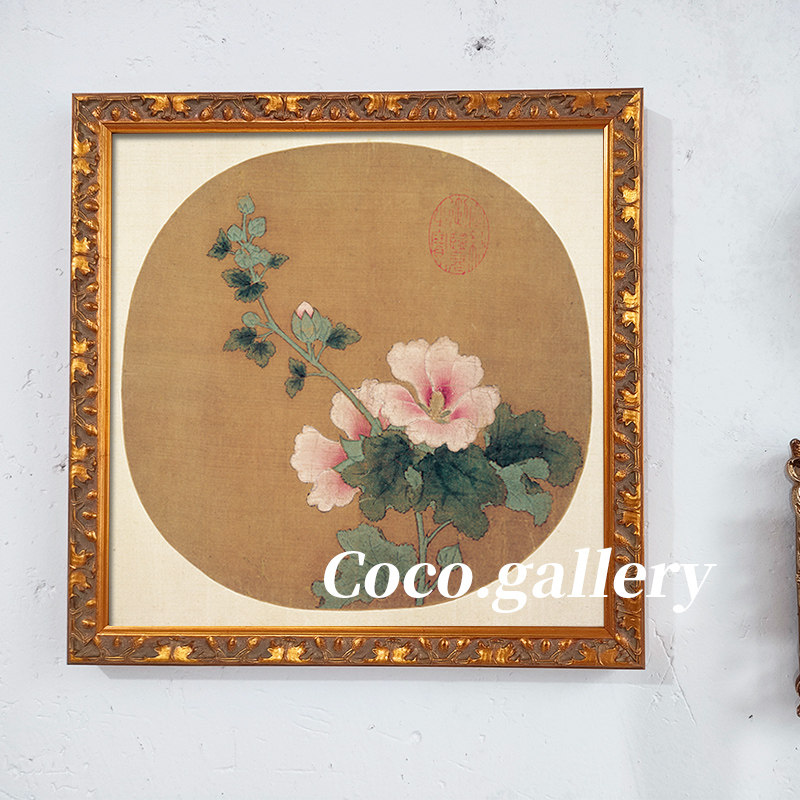 优选可可的画廊中古风新中式法式混搭装饰画书房茶室宋代复古团扇