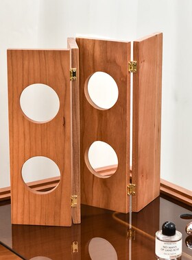 优选桌面实木小屏风摆件樱桃木创意工艺品摆台小众艺术新中式家居