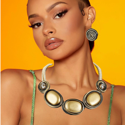 necklace suit women charm necklaces 木块项链套装欧美锁骨链