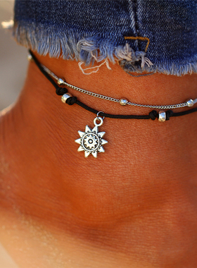 vintage anklets women hand catenary jewelry 海滩脚链女手链