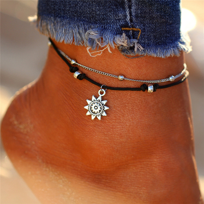 vintage anklets women hand catenary jewelry 海滩脚链女手链