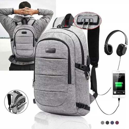 Men Women Travel USB Charging Anti theft Bag Laptop Backpack