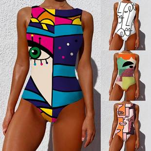 plus size One piece bikini women print swimsuit 连体比基尼