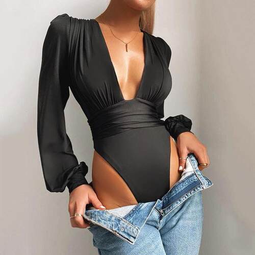 Women sexy BODYSUIT 欧美女装拼接连体衣