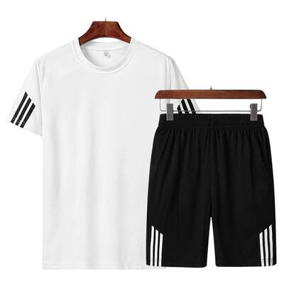 summer man men sport gym fitness suit wear clothes set 2pcs