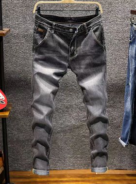 Men Slim Jeans Black Stretch Jean good quality pencil pant男