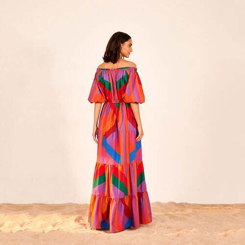 Autumn long printed dresses欧美女装裹胸渐变色拼接大摆连衣裙