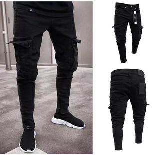 破洞 jeans牛仔裤男 jogger pants black trousers ripped jeans
