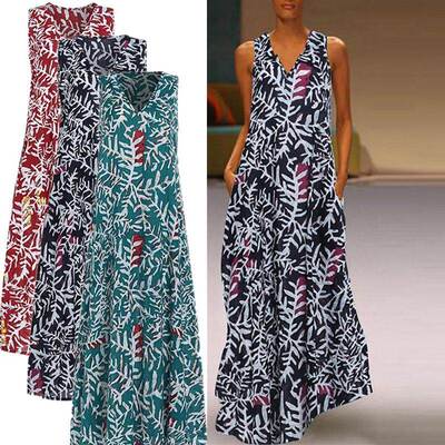 Summer sleeveless loose v-neck women dress 2020 Ladies skirt