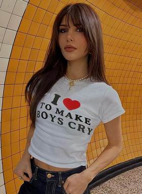 Summer 2022 Y2K Letter Cute Crop Women Tops Clothes T-Shirts