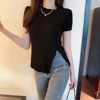 2023 summer women irregular sexy t shirts ladies blouse tops