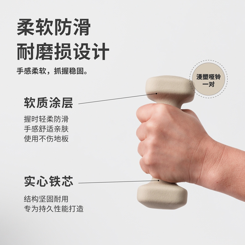 WeGym浸塑哑铃方形稳定握感舒适