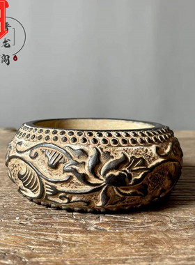 山西国风居家鱼盆青石雕刻