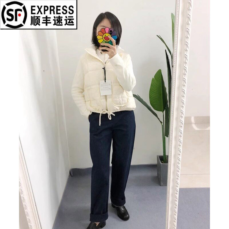 折仅M买手店 羊毛针织立领方格羽绒服鹅绒短款外套 轻便保暖