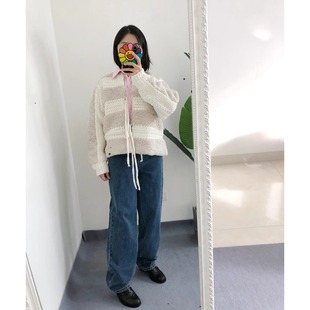 Fstyle买手店Sea 北极光女士羊羔毛钩编针织羊毛系带外套保暖夹克