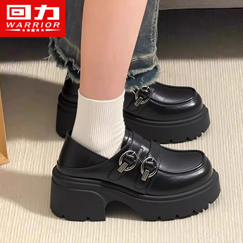 回力真皮厚底乐福鞋女2026年新款英伦风松糕增高爆款软底舒适单鞋