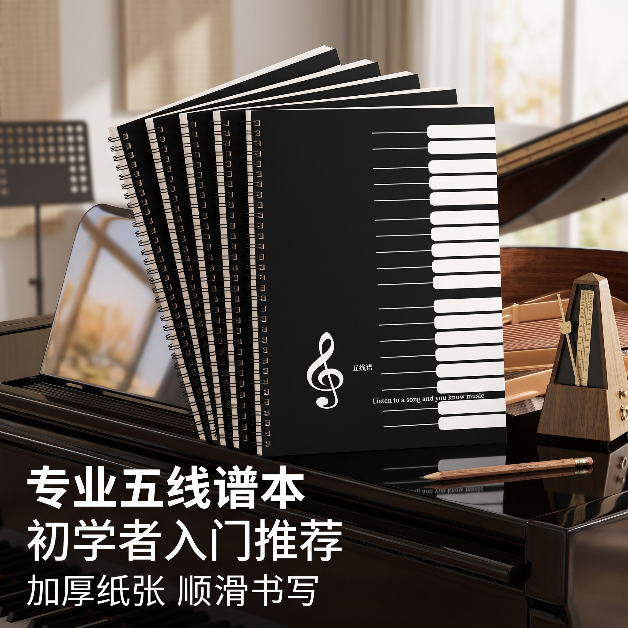 初学者宽距五线谱练习本A4加厚小学生儿童4mm大间距练习册钢琴吉他乐谱专业音乐识谱本可定制通用活页乐理本
