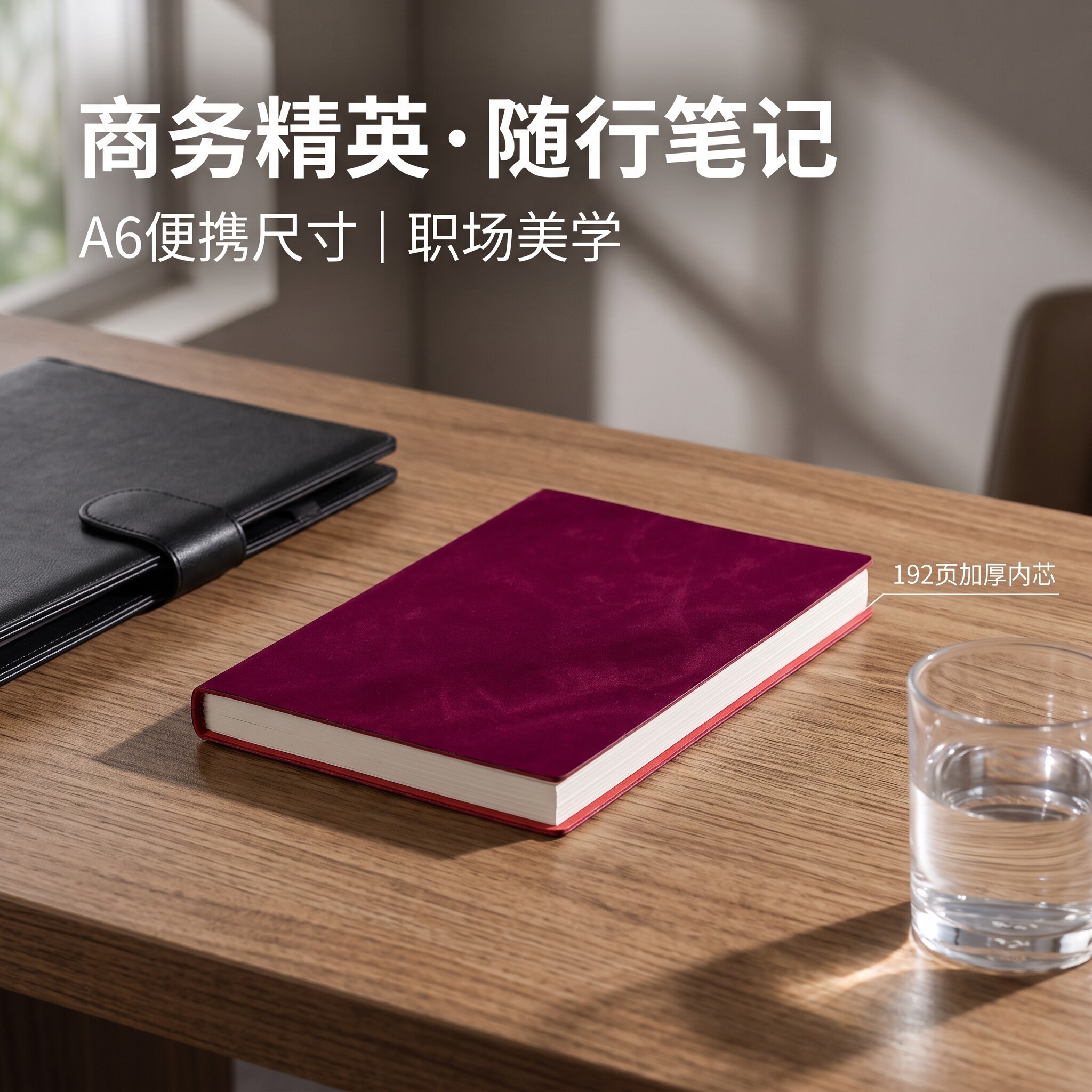 a6笔记本子记事本商务软皮面工作会议记录本办公用品复古简约文艺精致大学生a6日记本文具用品定制款可印logo