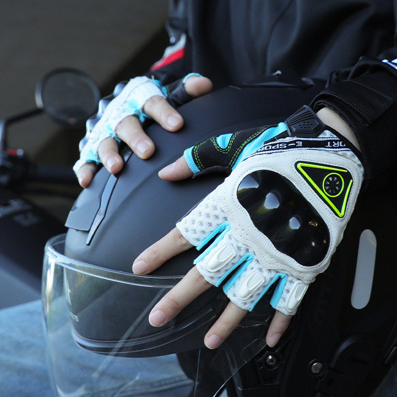 春夏半指摩托车手套骑行透气机车装备耐磨防滑防摔全指机车手套男