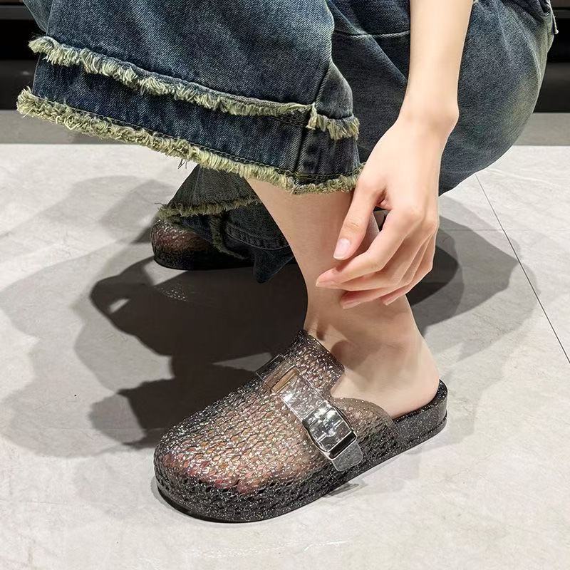女生夏季透明水晶博肯凉拖闪亮