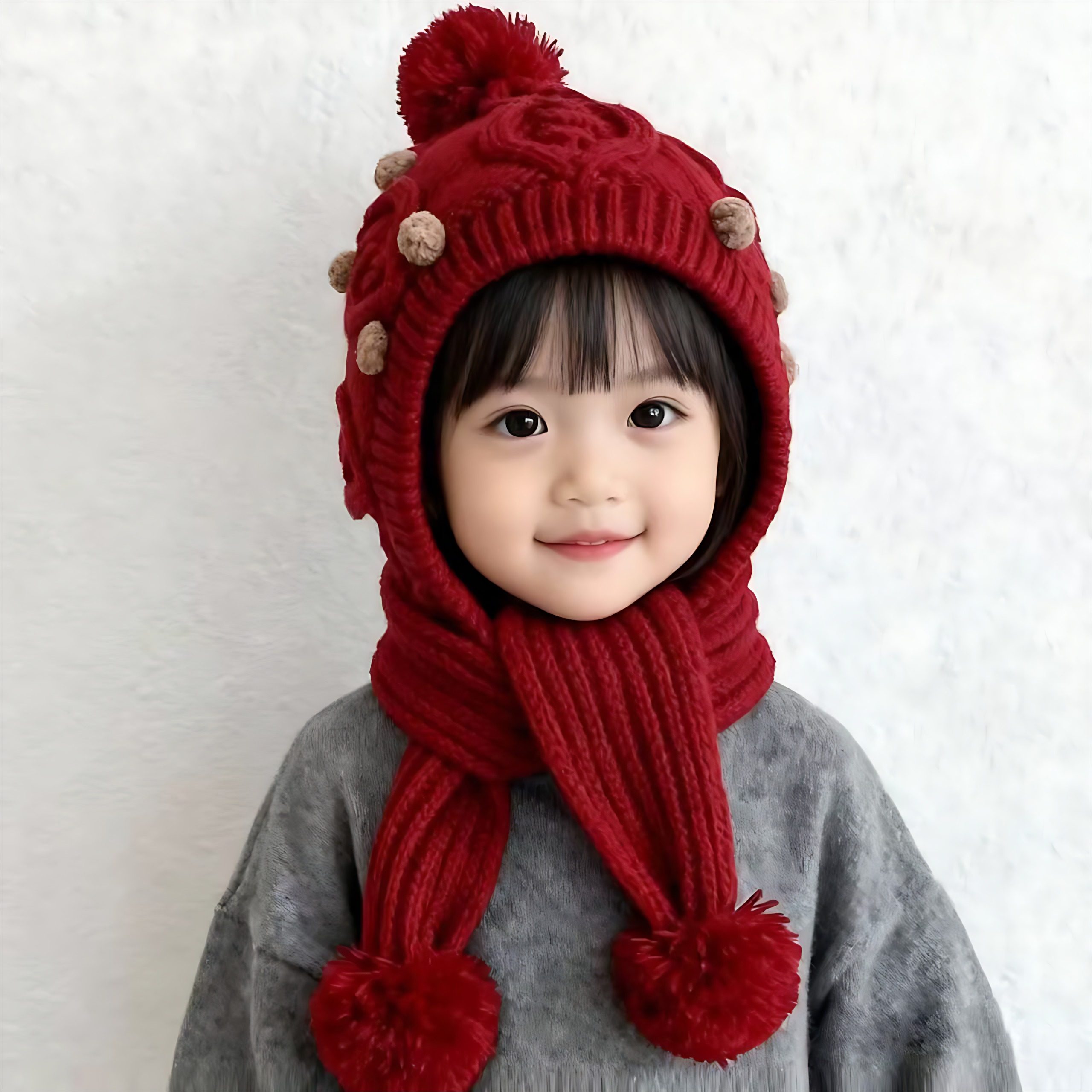 儿童帽子围巾一体帽秋冬季宝宝针织毛线帽男童女童保暖帽护耳加厚,童装/婴儿装/亲子装,帽子,淘宝优惠券,粉丝福利购,淘宝优惠卷