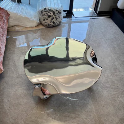 三脚圆形茶台银色异形云朵茶几