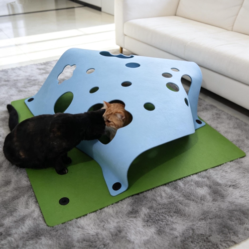 加厚加固猫咪隧道丰容游戏毯毛毡猫抓板宠物猫咪钻洞玩具毯