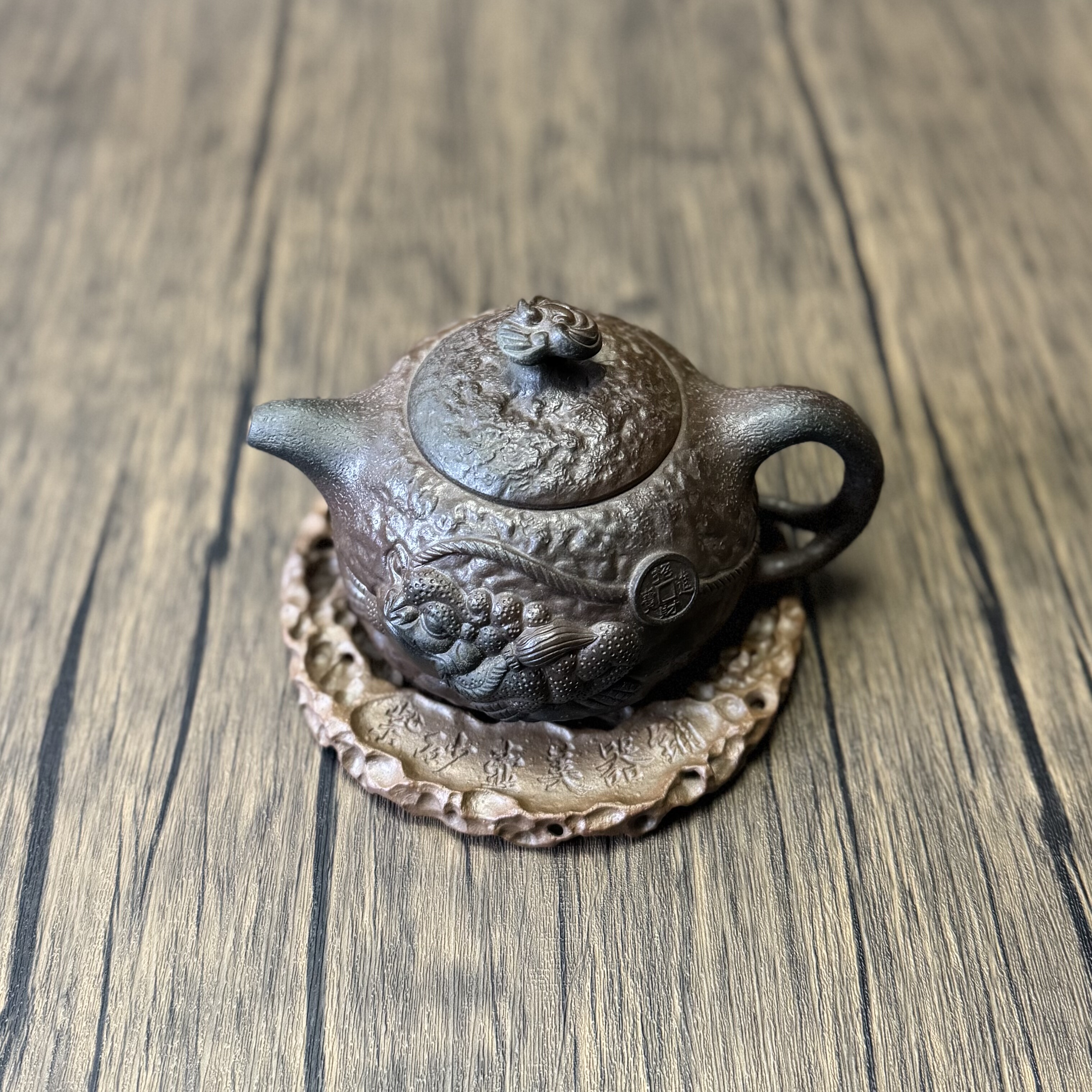 紫泥柴烧圆器金蟾灵芝供春大品紫砂壶 紫砂壶美器铺 宜兴原矿手工