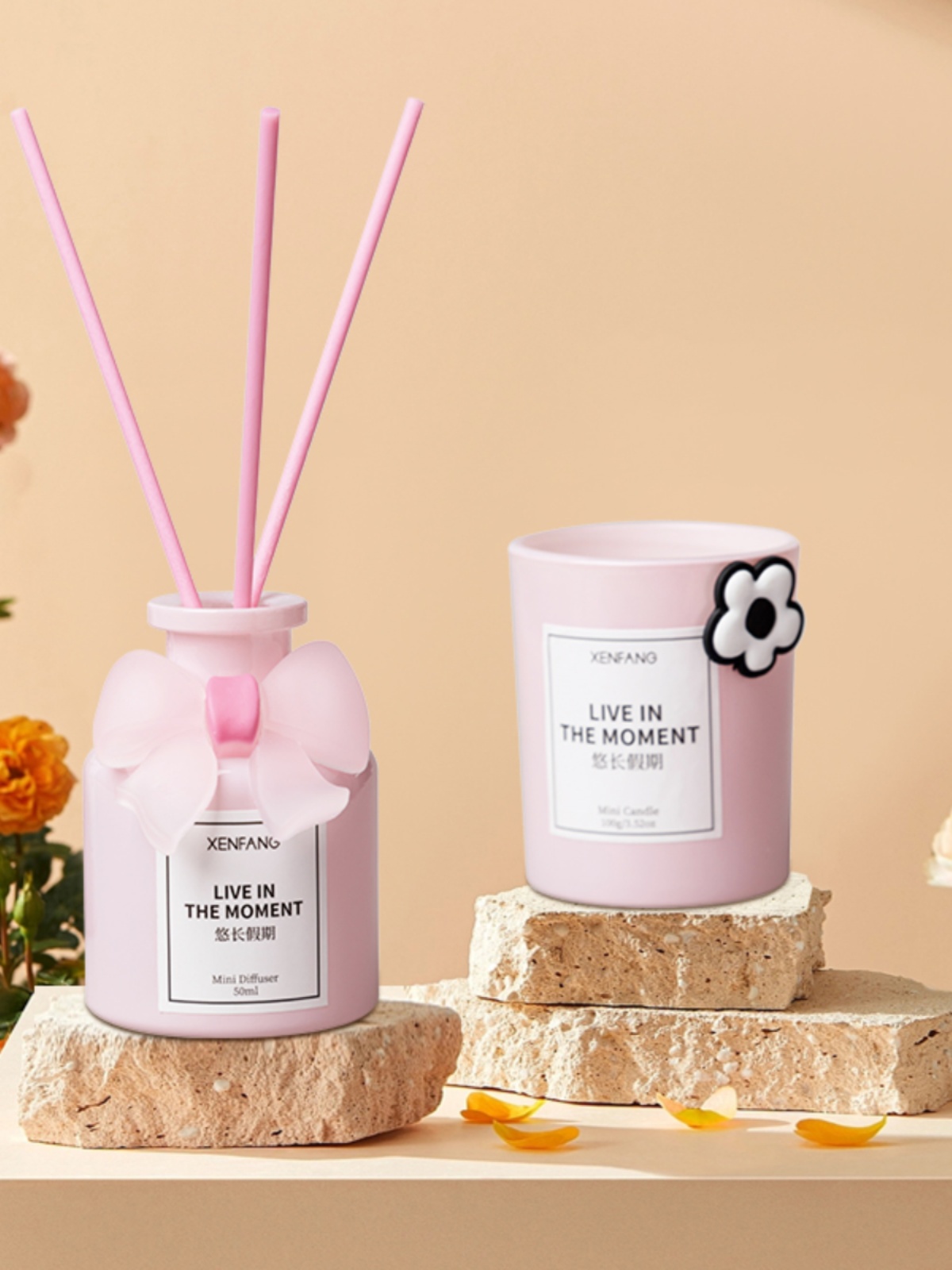 香薰蜡烛室内粉色礼盒香高级浪漫情调母亲节香氛礼物