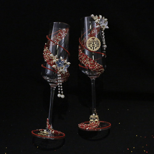 红色婚礼敬酒杯喜庆香槟杯