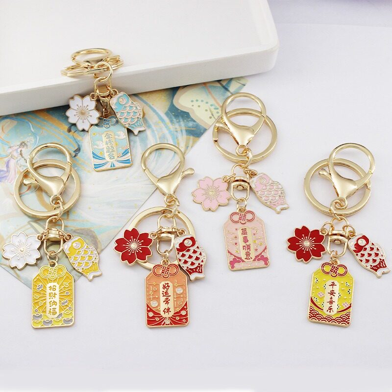 Chinese style fine Blessing automobile Key buckle Pendant Solicit wealth Nafu lucky charm cherry blossoms Bag decorate Gift box