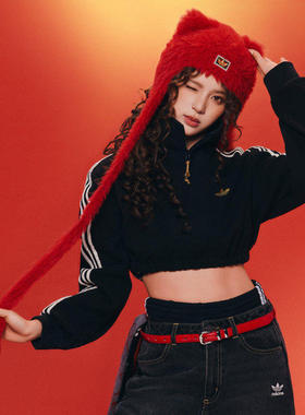 欧阳娜娜同款阿迪达斯26新年款卫衣女半拉链套头衫KT3135/KT0725